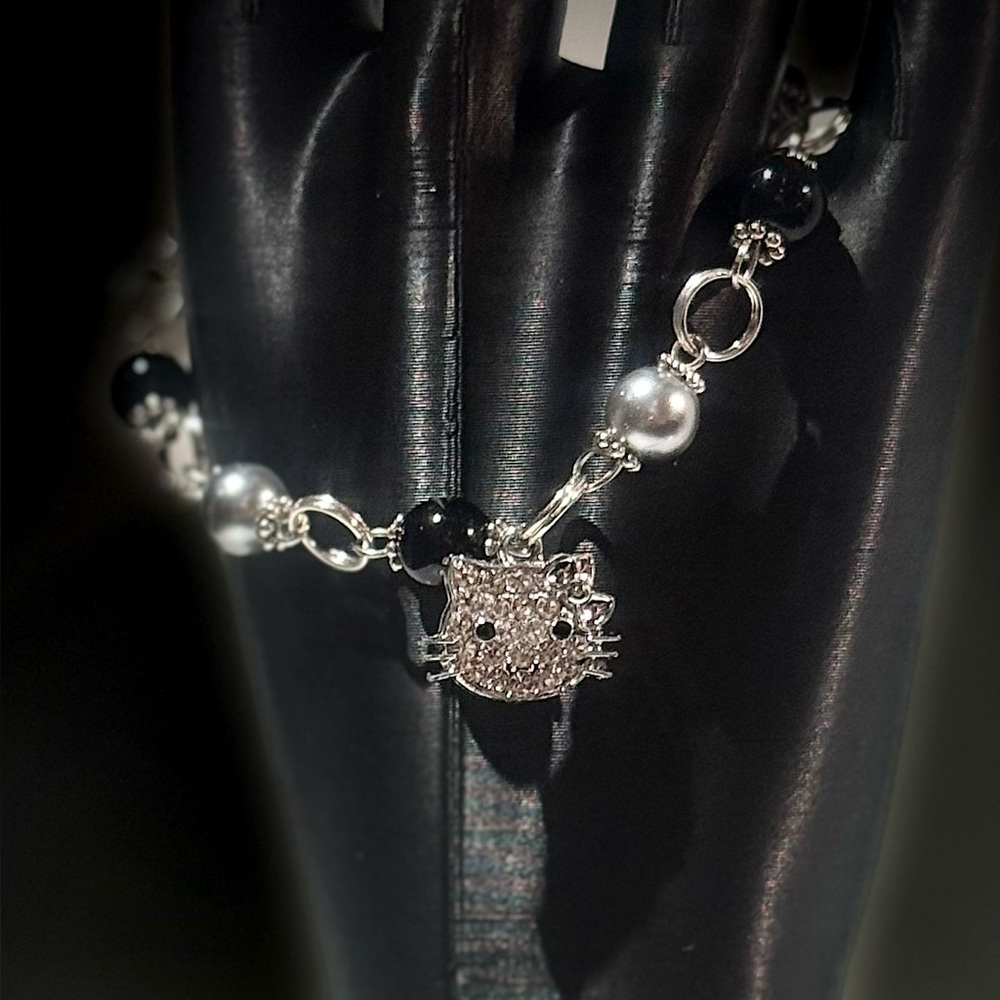 Silver and Black Charm Bracelet